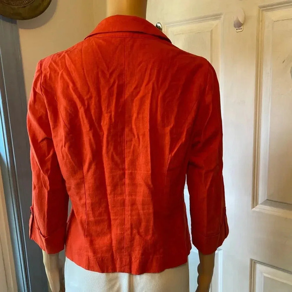 Charlotte Russe Linen Blend One Button Orange Women Blazer size L - Picture 5 of 10